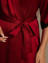 [Wine] SilkSilky-CA Half Sleeve Women's Robe 005