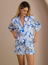 [Ice Leaf] SilkSilky-CA Short Sleeve Notch Collar Women's Pajamas 003