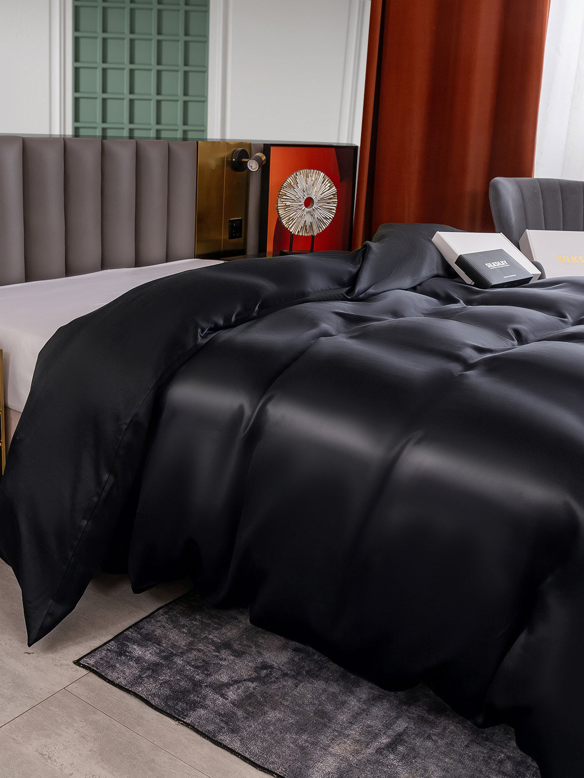 [Black] SilkSilky-CA 25Momme Pure Silk Duvet Cover 002