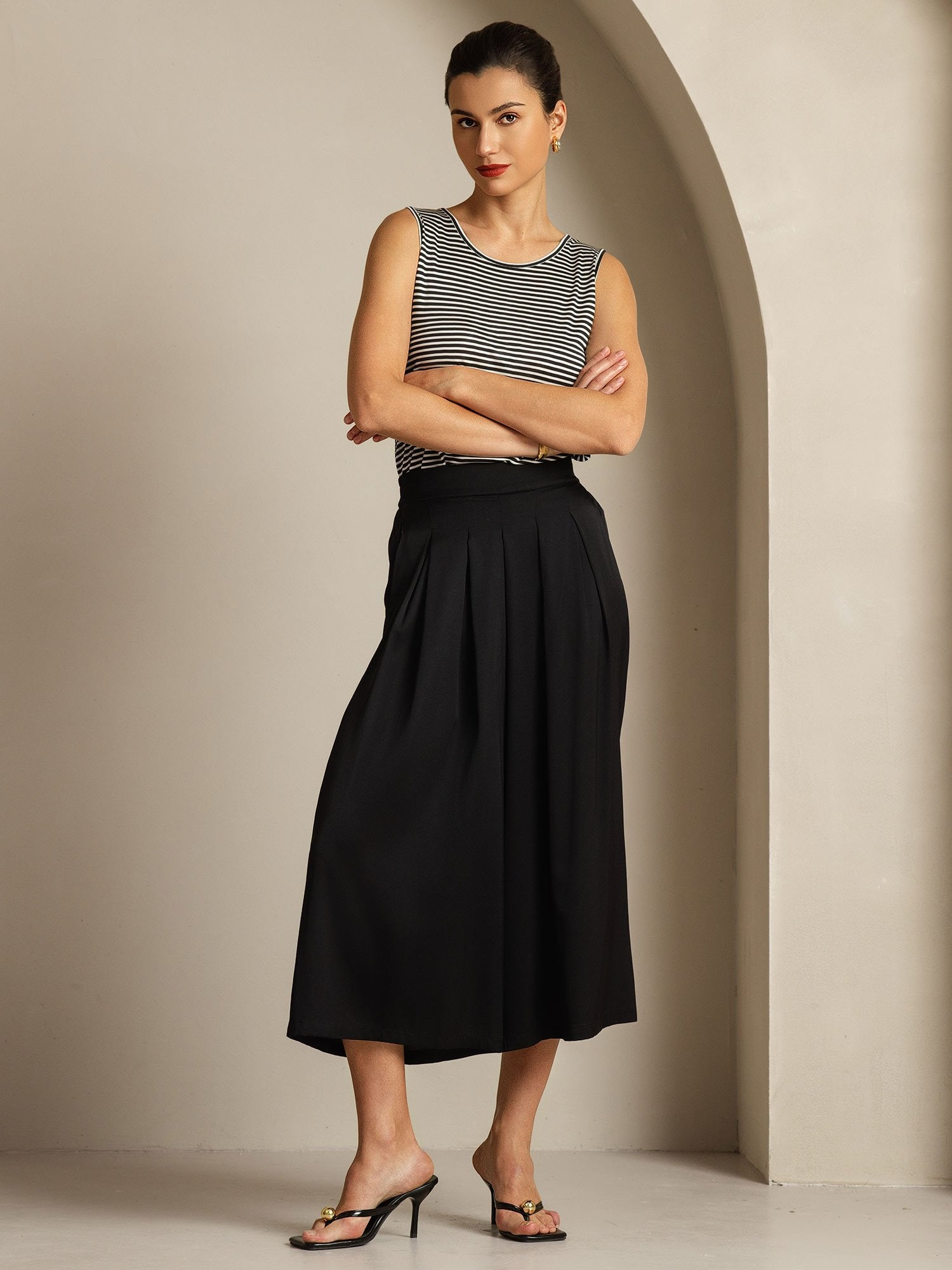 [WhiteStripe] SilkSilky-CA Pure Silk Round Neck Camisole 007