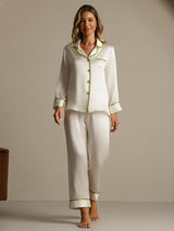[White] SilkSilky-CA Long Sleeve Notch Collar Women's Pajamas 008