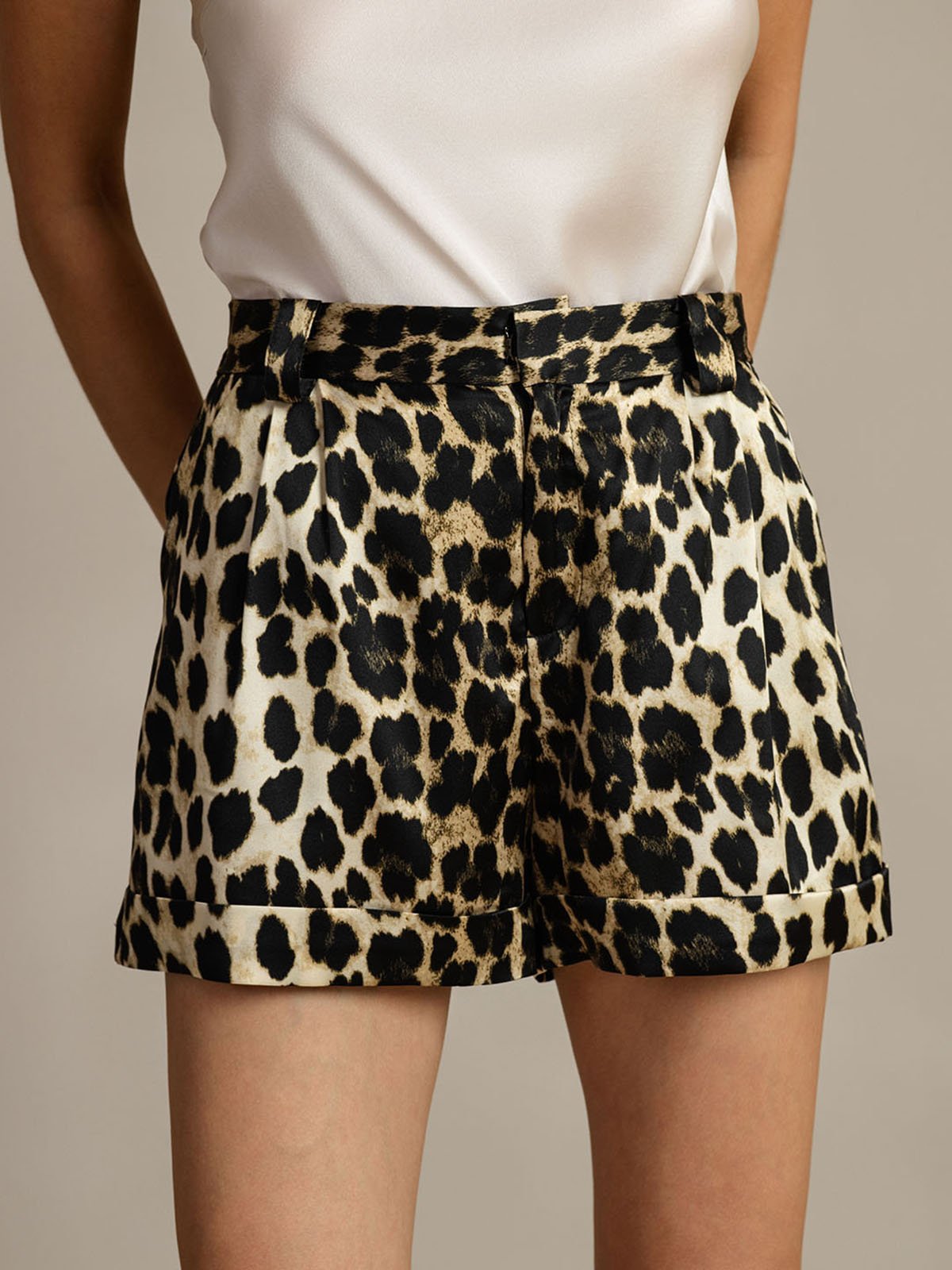 [Leopard] SilkSilky-CA 19Momme Silk Womens Shorts 004