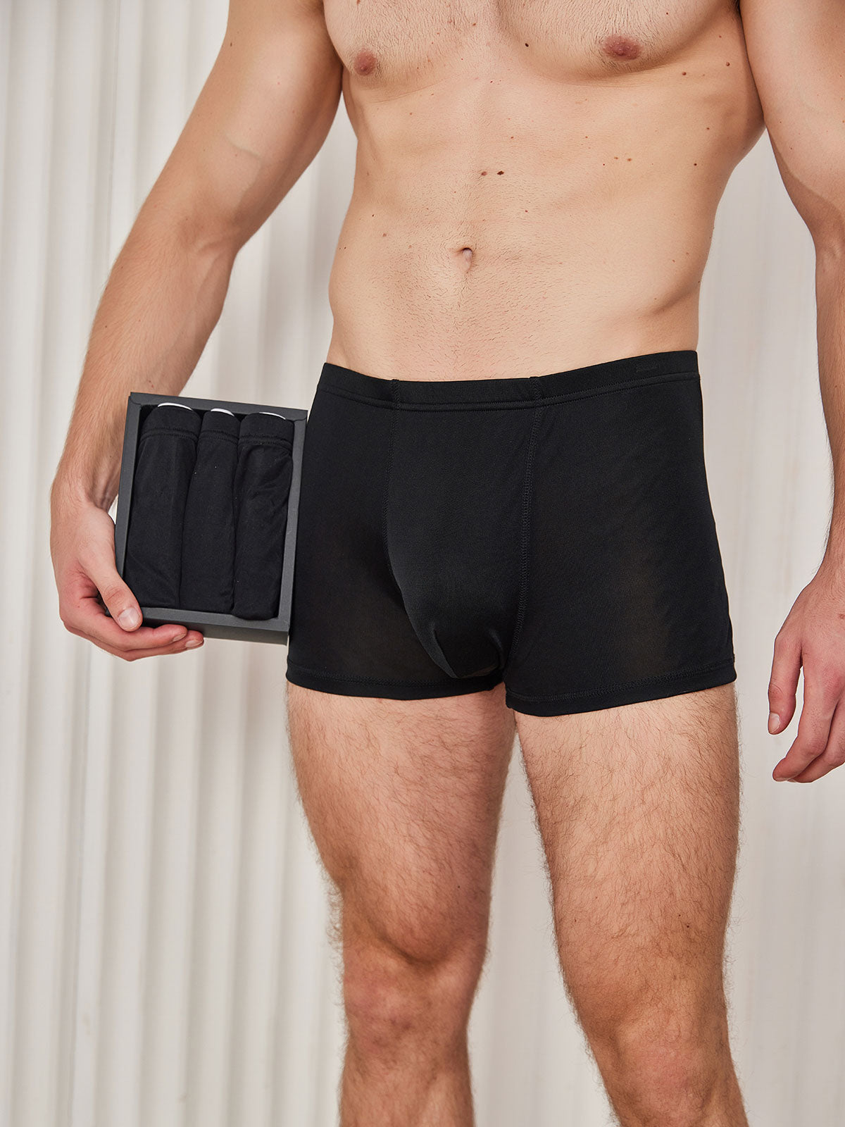 [Black] SilkSilky-CA 100% Silk Jersey Men's Underwear 001