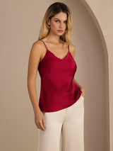 [Wine] SilkSilky-CA Spaghetti Strap V Neck Camisole 001