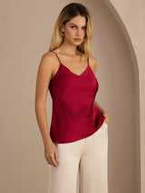 [Wine] SilkSilky-CA Spaghetti Strap V Neck Camisole 001