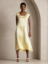 [Light Yellow] SilkSilky-CA Cap Sleeve Dress 001