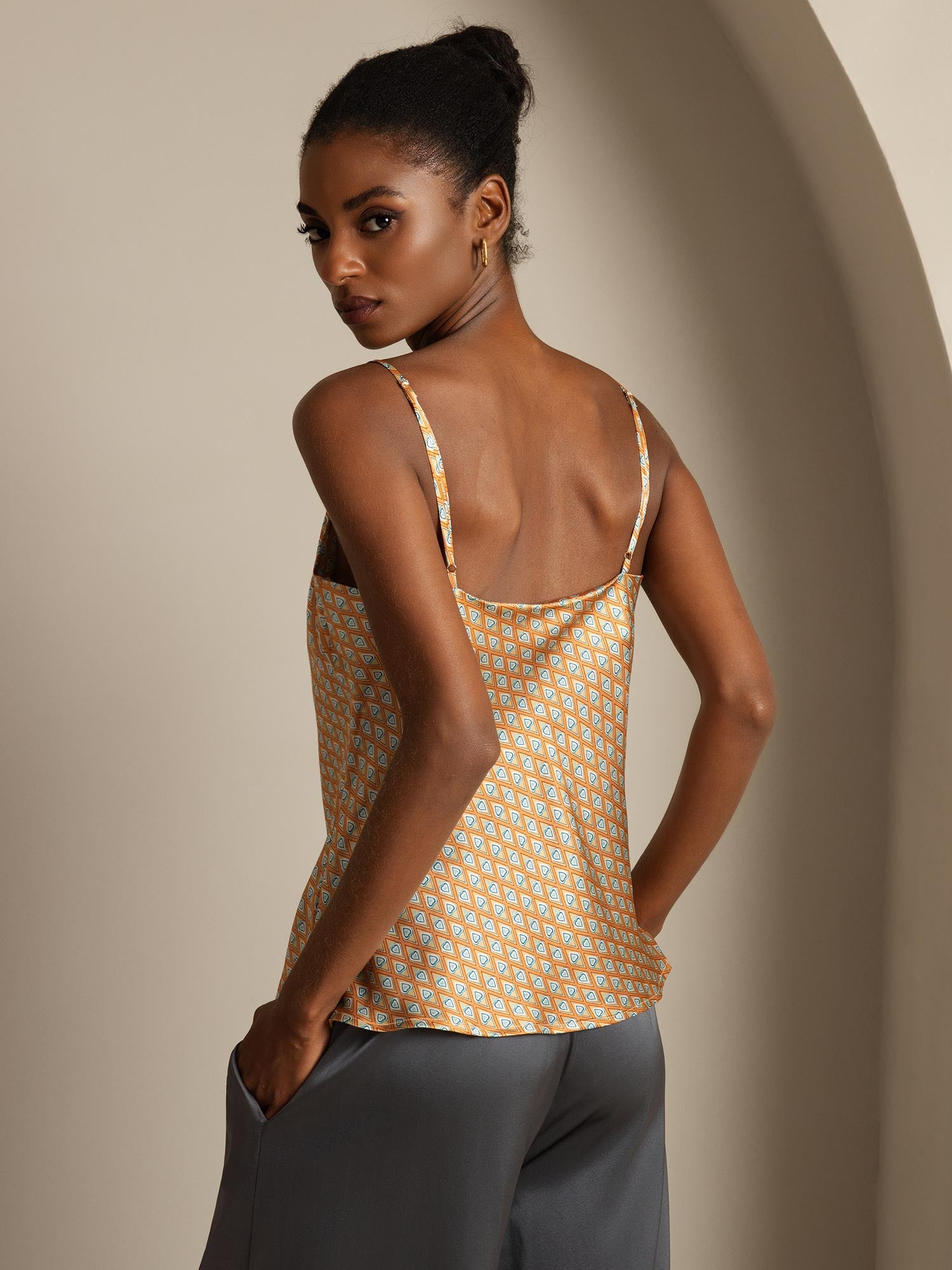 [Floral] SilkSilky-CA Pure Silk V Neck Camisole 002