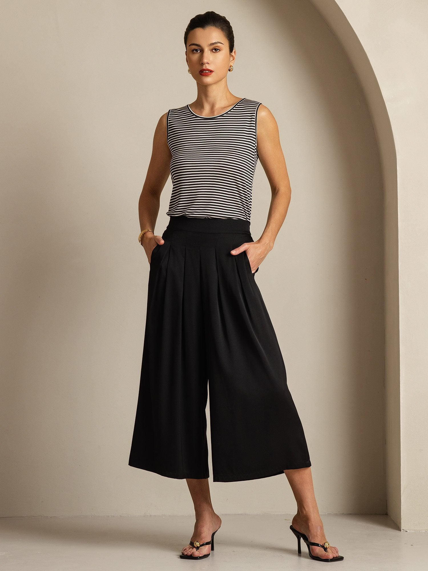 [WhiteStripe] SilkSilky-CA Pure Silk Round Neck Camisole 008