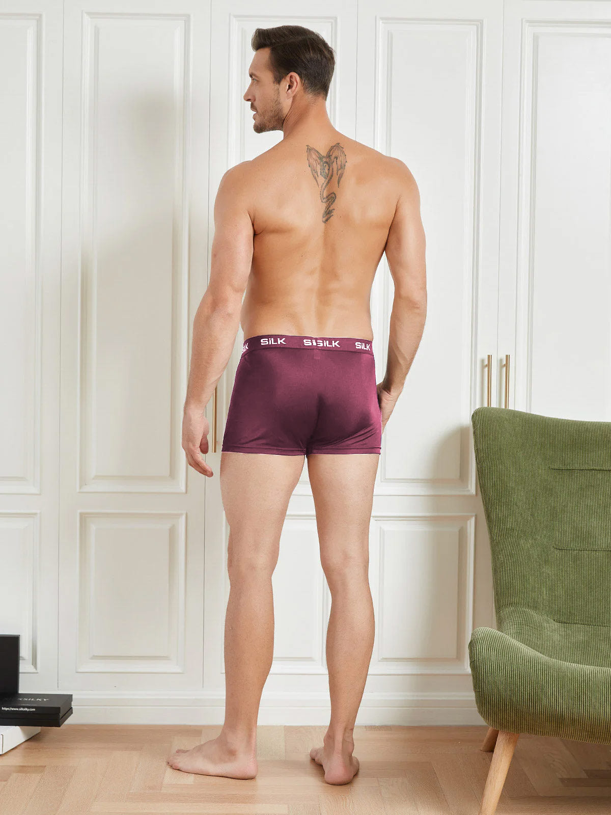 [Wine] SilkSilky-CA Pure Silk Mens Underwear 002