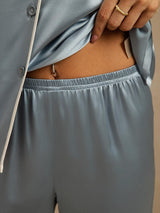 [Grayish Blue] SilkSilky-CA Long Sleeve Notch Collar Women's Pajamas 005