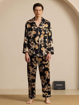 [Black Dragon] SilkSilky-CA Long Sleeve Lapel Collar Men's Pajamas 001