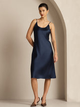 [Dark Blue] SilkSilky-CA Spaghetti Strap U Neck Dress 003