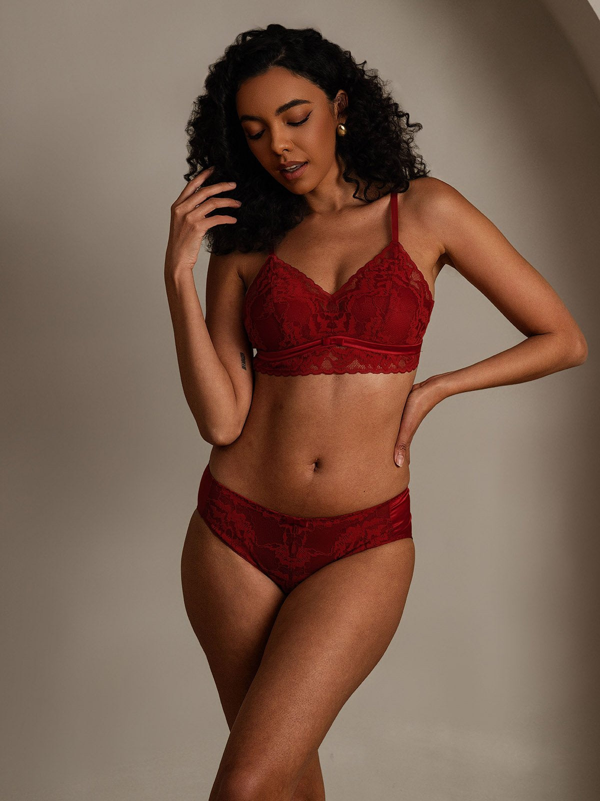 SilkSilky-CA Silk Bra&Panty Set DarkRed 006