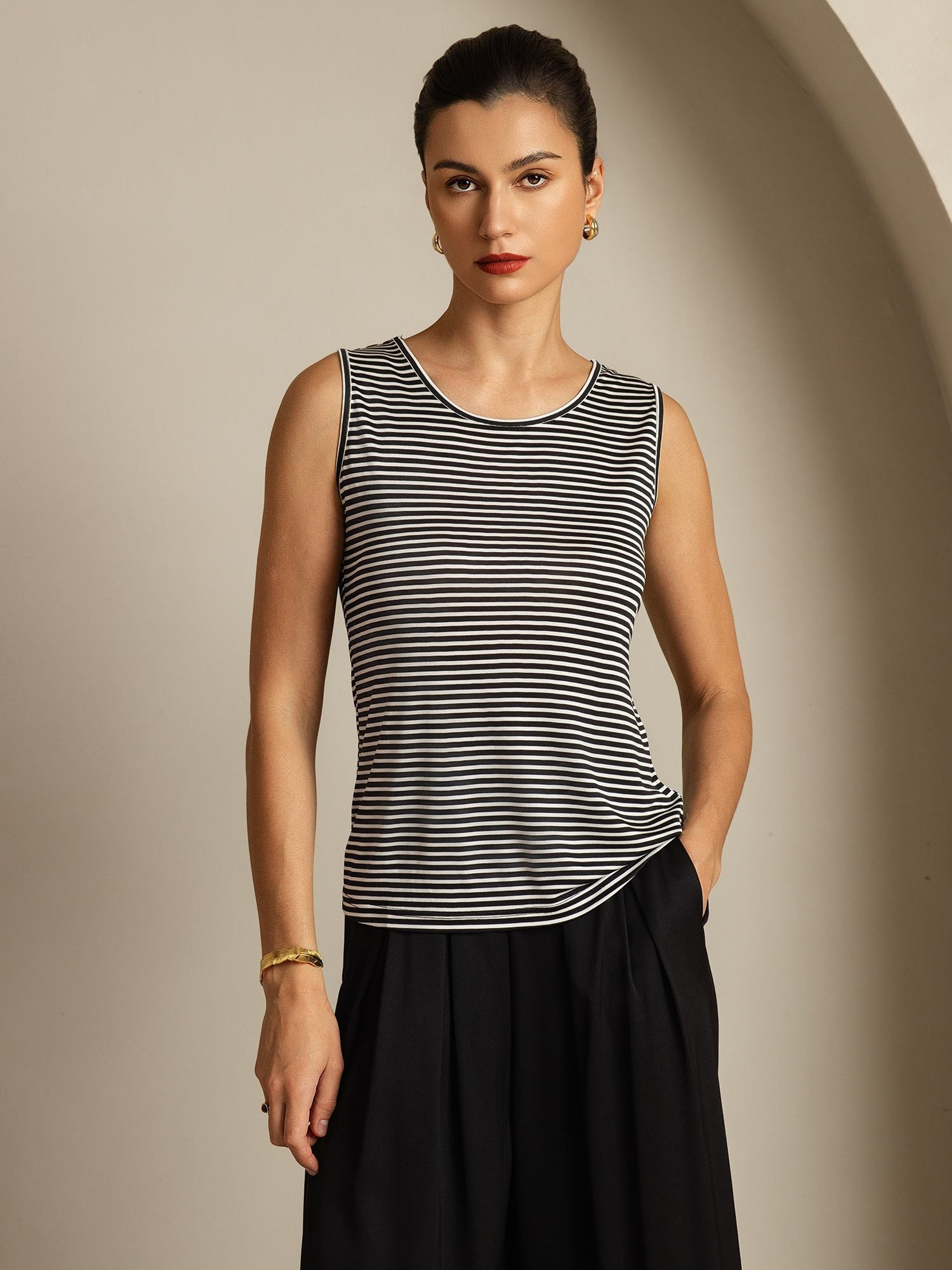 [WhiteStripe] SilkSilky-CA Pure Silk Round Neck Camisole 003