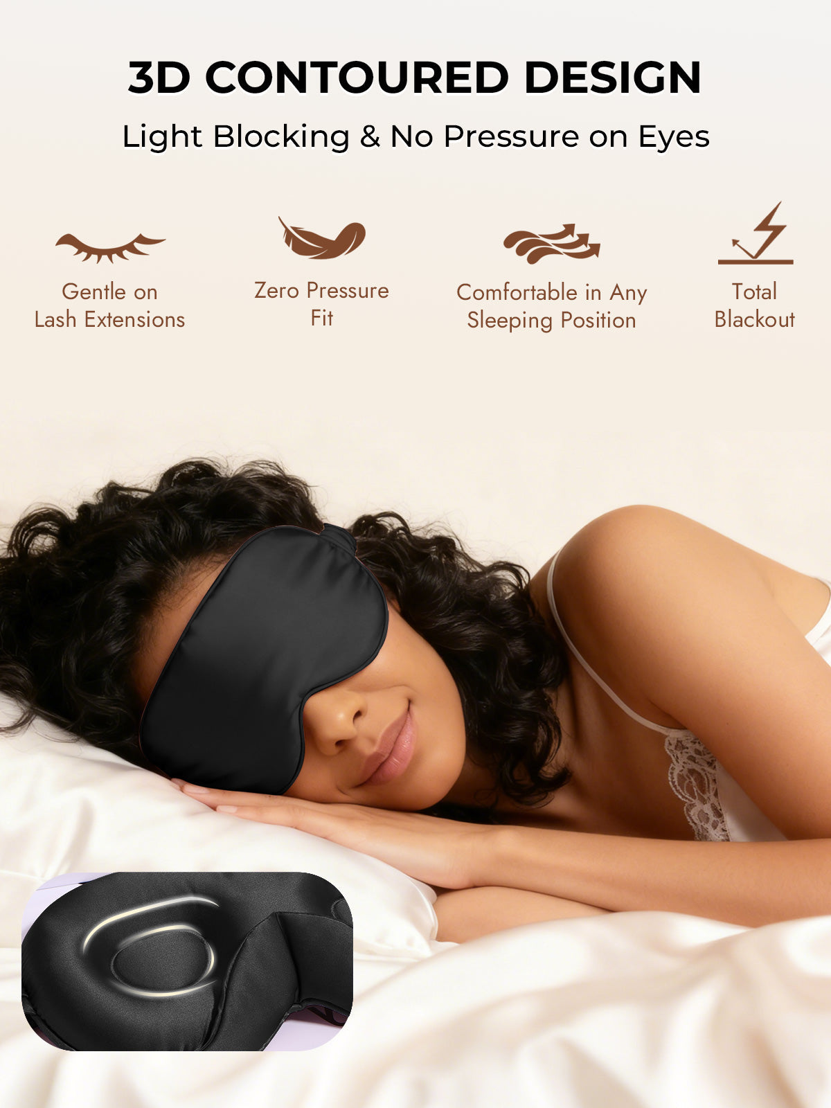 [Black] SilkSilky-CA Pure Silk Eye Mask 006