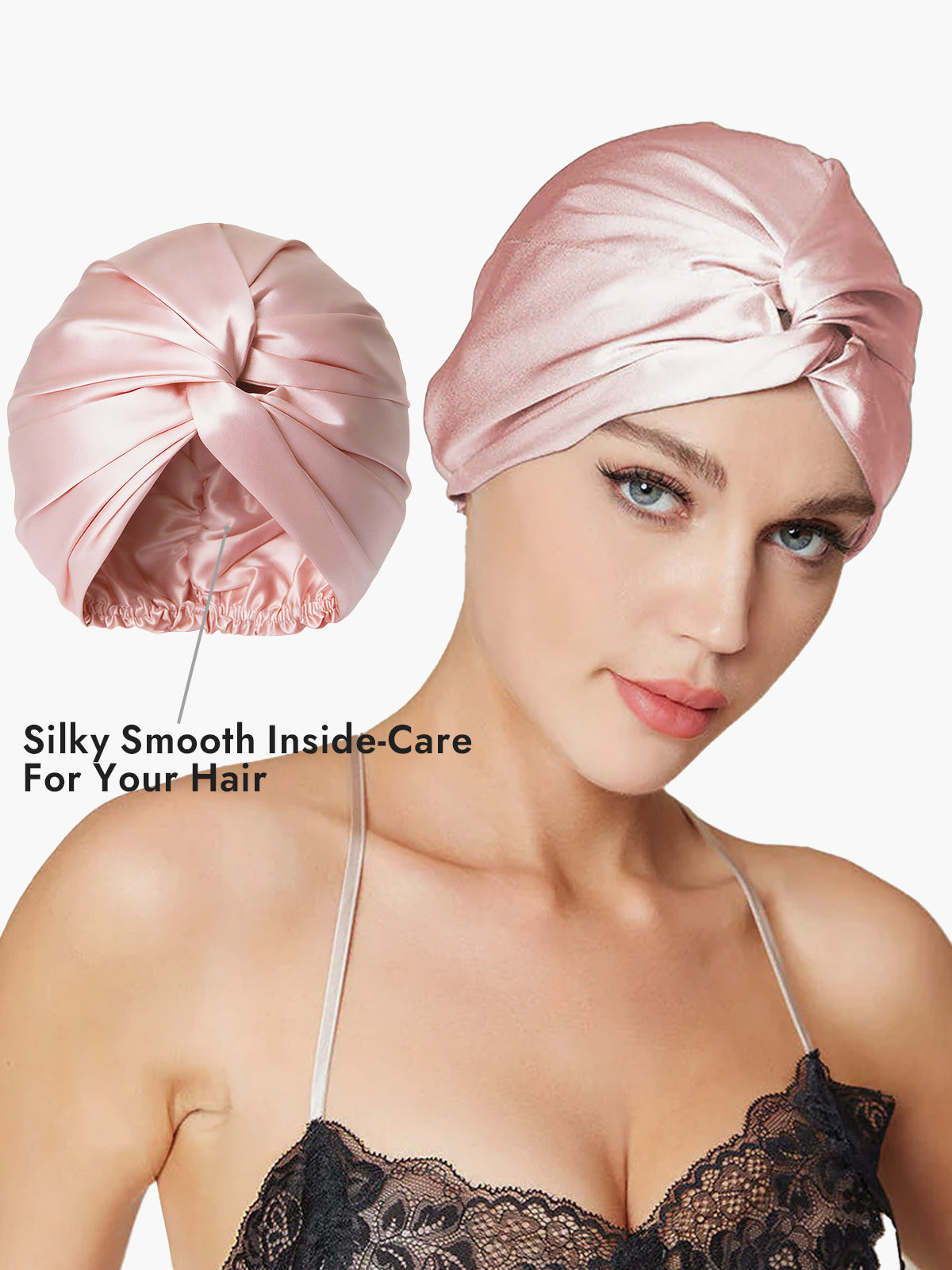 [Pink] SilkSilky-CA Pure Silk Sleep Cap 002