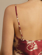 [Wine Dragon] SilkSilky-CA Spaghetti Strap V Neck Camisole Set 005