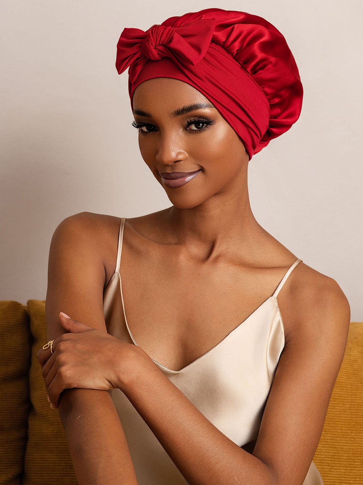 SilkSilky-CA Pure Silk Sleep Cap Wine 001