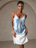 SilkSilky CA Pure Silk Sleeveless V Neck Camisole GrayishBlue 001