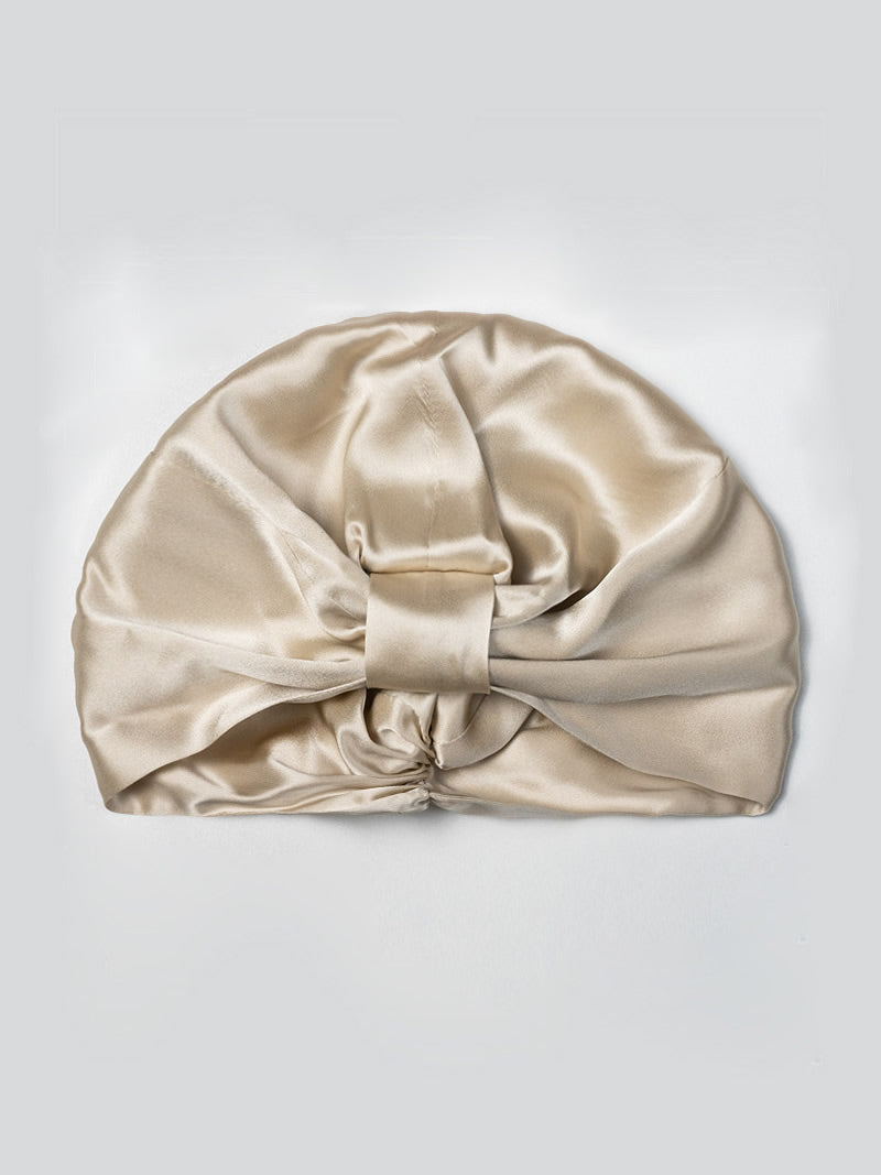 SilkSilky-CA Pure Silk Sleep Cap Beige 005