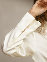 [Ivory] SilkSilky-CA 19Momme Silk Keyhole Neck Women's Shirt 007