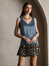 [Real Teal] SilkSilky-CA Sleeveless V Neck Camisole 007