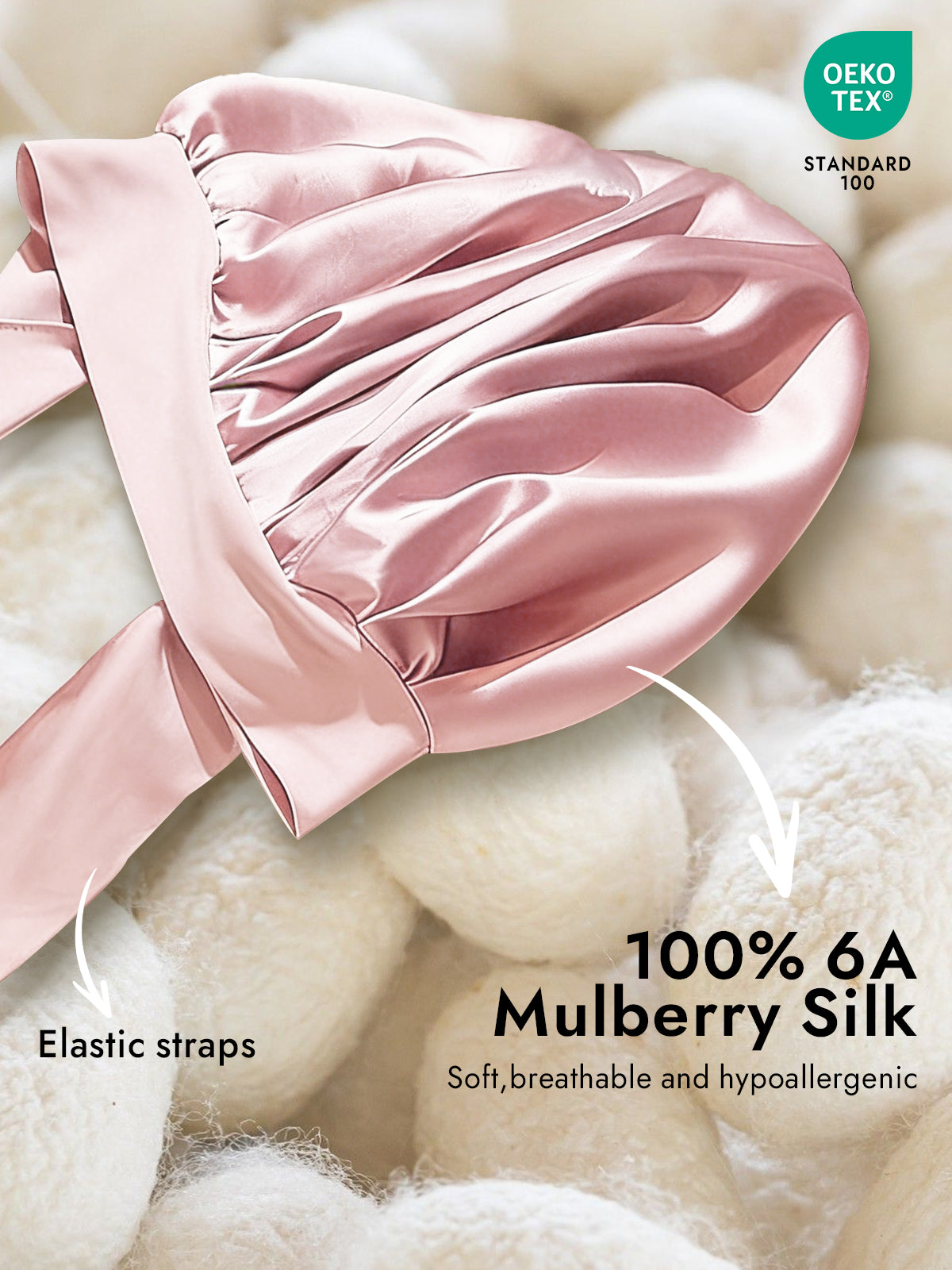 [Light Pink] SilkSilky-CA Pure Silk Sleep Cap 002