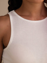 [White] SilkSilky-CA Sleeveless Crew Neck Camisole 005