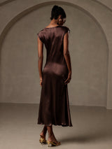 [Coffee] SilkSilky-CA Cap Sleeve Dress 002