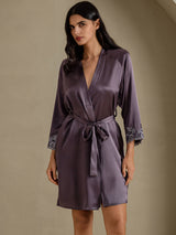 [Purple Gray] SilkSilky-CA 3/4 Sleeve Women's Robe 003