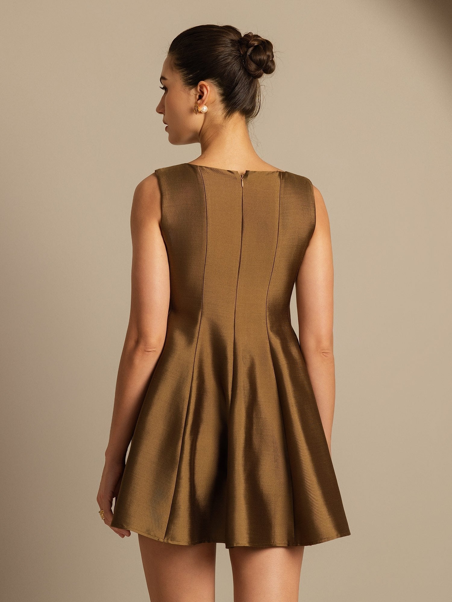 [Bronze] SilkSilky-CA 32Momme Silk-Wool Blend Dress 002,