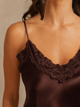[Brown] SilkSilky-CA Spaghetti Strap V Neck Camisole Set 004