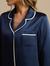 [Dark Blue] SilkSilky-CA Long Sleeve Notch Collar Women's Pajamas 004