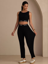 [Black] SilkSilky-CA Sleeveless Crew Neck Women's Outfit Sets 006