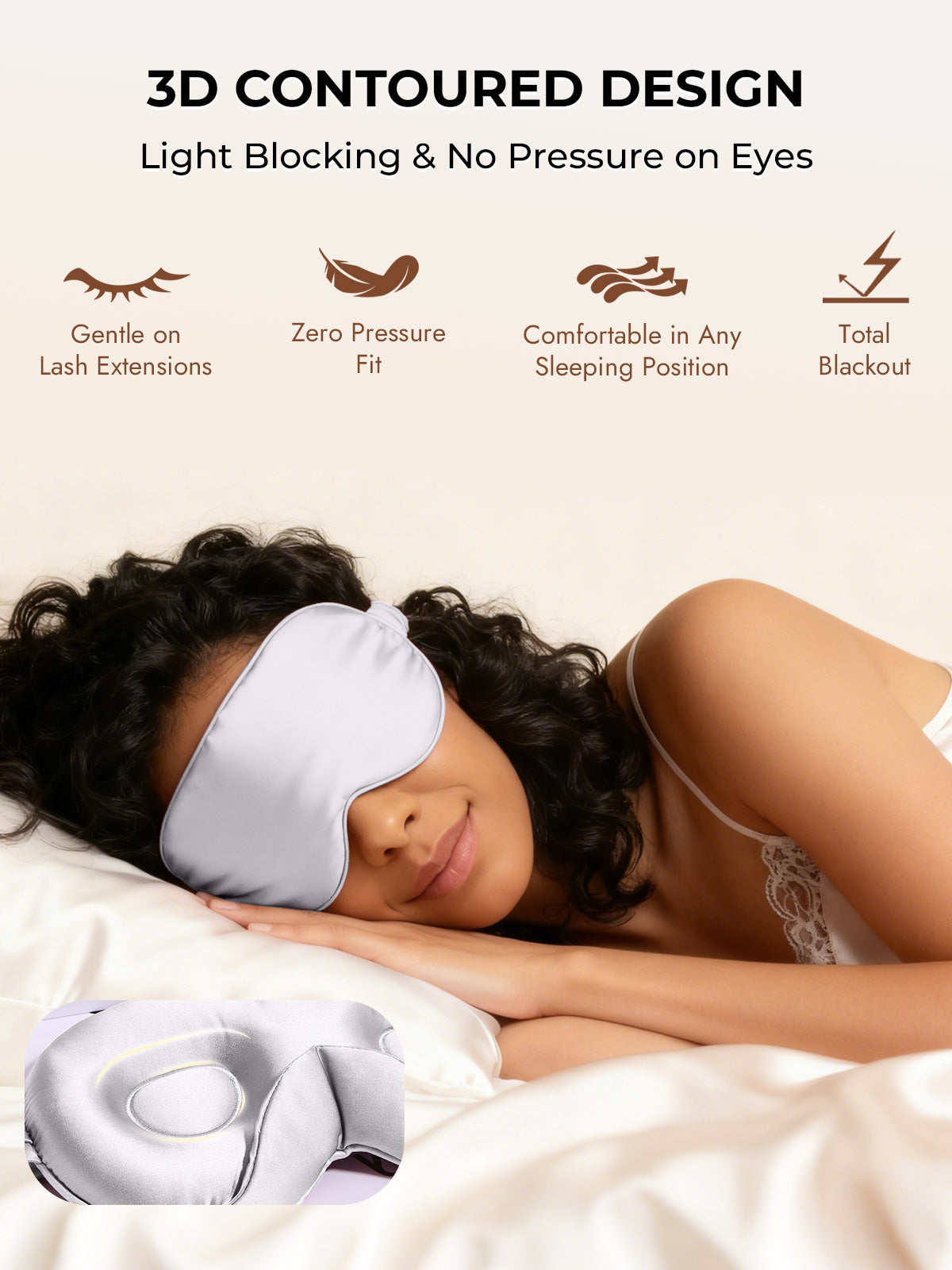 [Light Gray] SilkSilky-CA Pure Silk Eye Mask 006