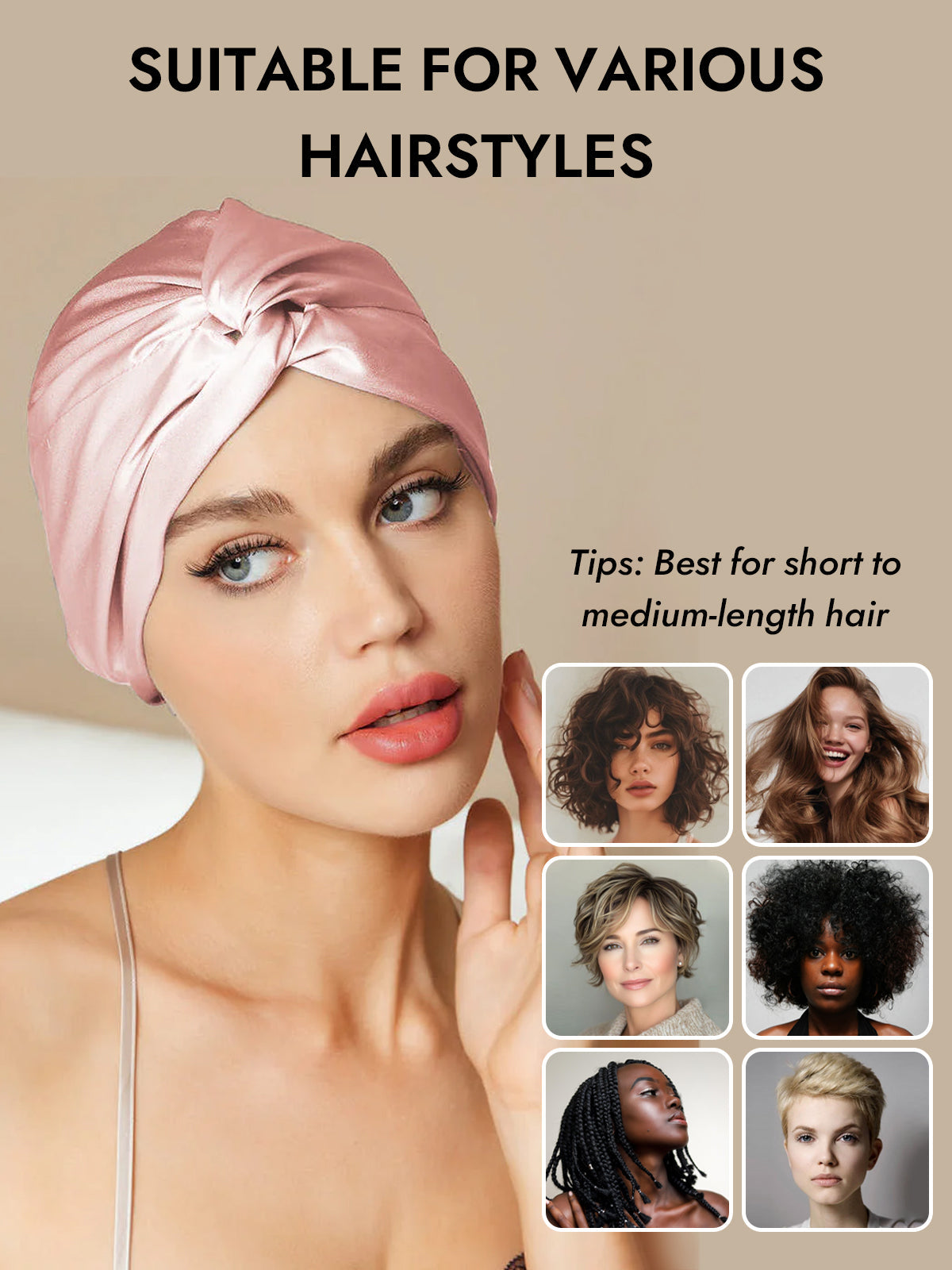 [Pink] SilkSilky-CA Pure Silk Sleep Cap 006