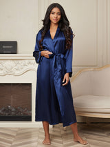 [Dark Blue] SilkSilky-CA Long Sleeve Women's Robe 006