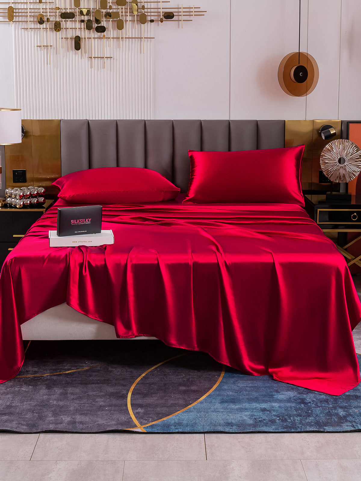 [Wine] SilkSilky-CA 19Momme Pure Silk Bedding Set 002