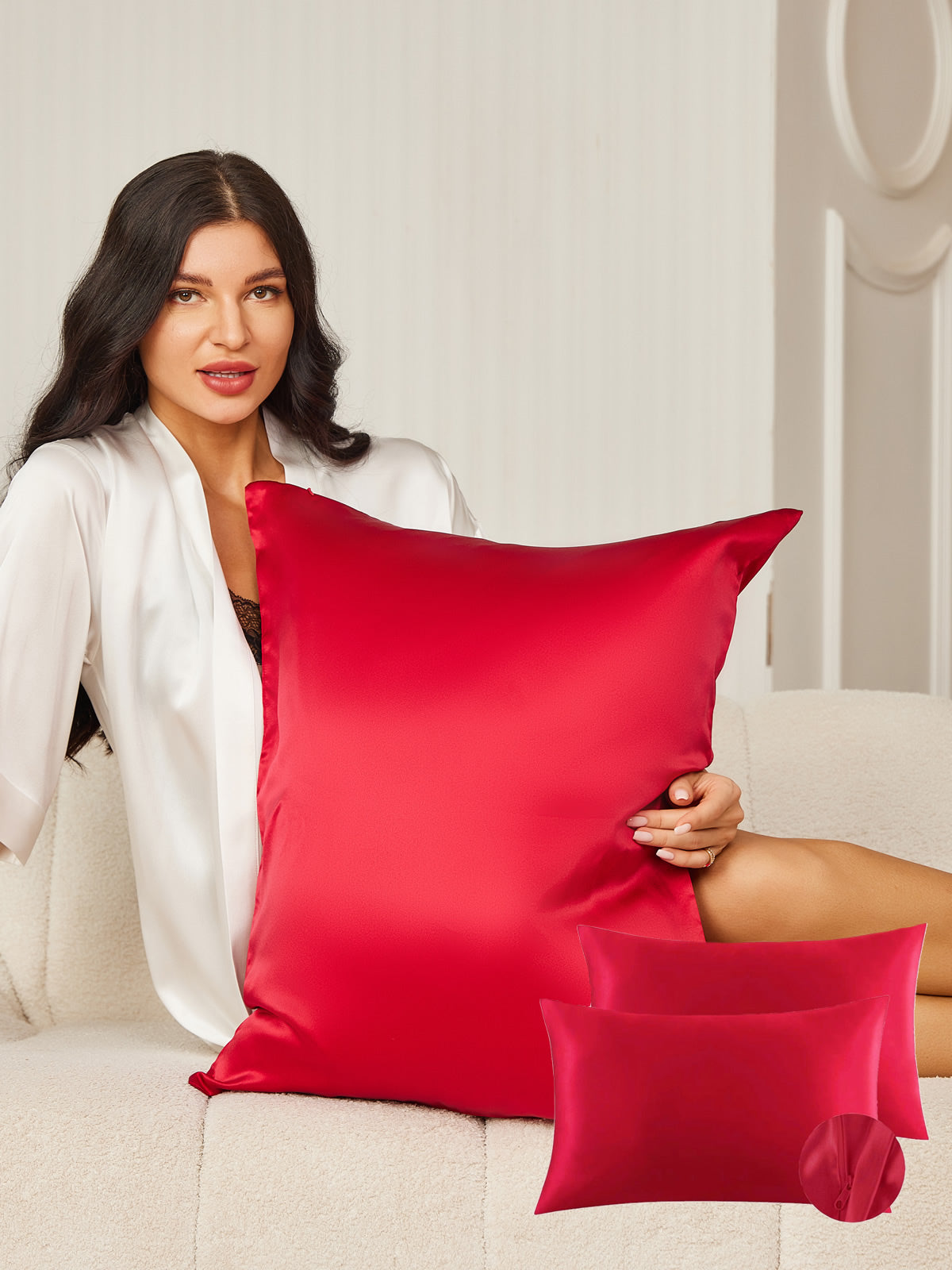 [White] SilkSilky-CA 22Momme Pure Silk Pillowcase 006
