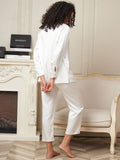 SilkSilky CA 22Momme Pure Silk Long Sleeve Womens Pajamas White 002