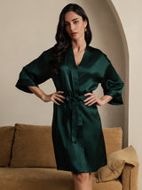 [Dark Green] SilkSilky-CA 3/4 Sleeve Women's Robe 004
