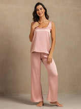 [Peach Skin] SilkSilky-CA 19Momme Machine-Washable Silk Sleeveless Scoop Neck Women's Pajamas 006