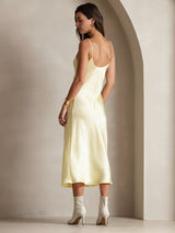 [Light Yellow] SilkSilky-CA Spaghetti Strap V Neck Nightgown 002