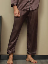 [Coffee] SilkSilky-CA Pure Silk Mens Sleep Bottoms 003,