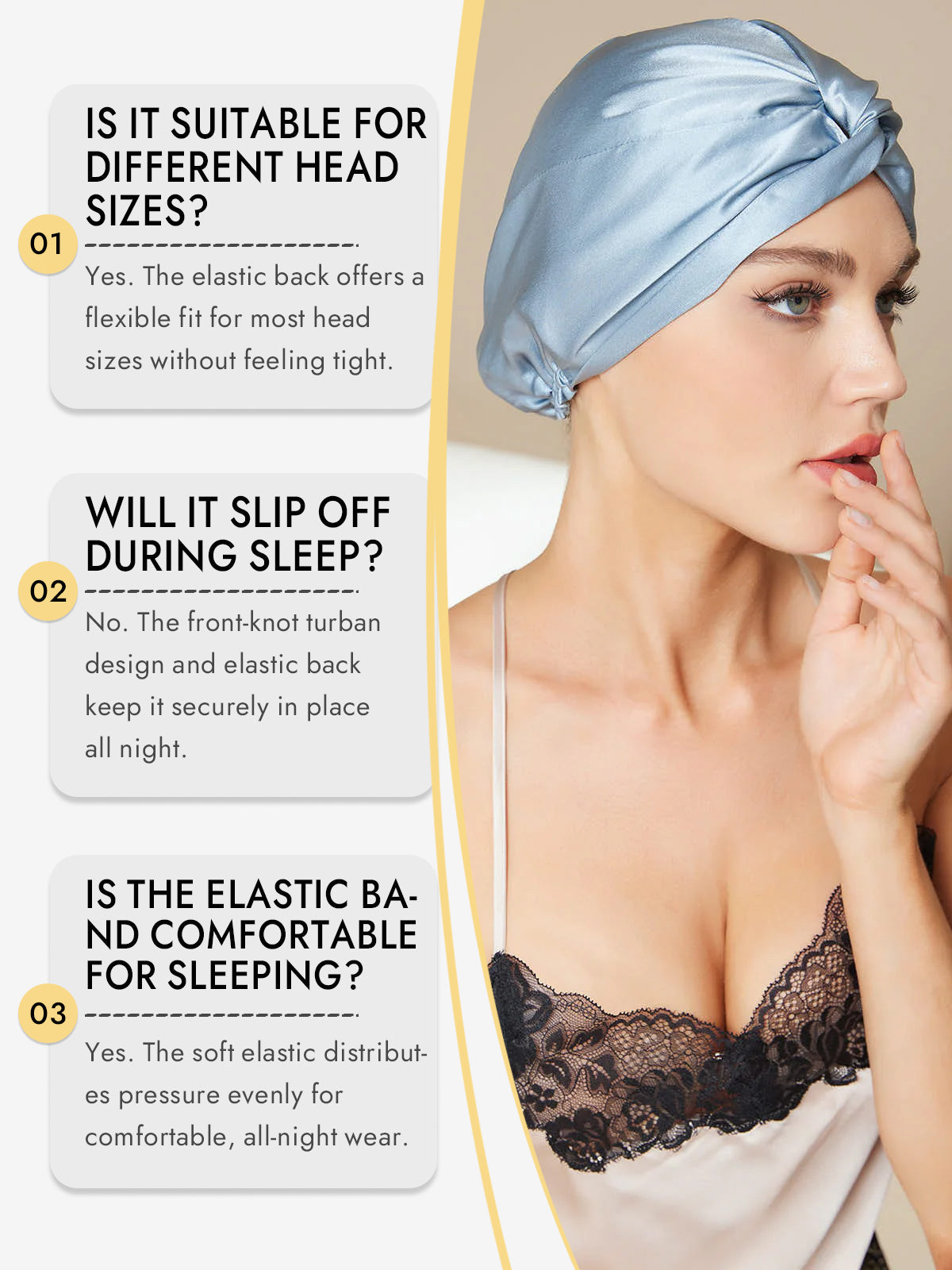 [Steel Blue] SilkSilky-CA Pure Silk Sleep Cap 007