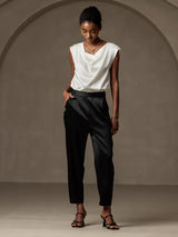 [Black] SilkSilky-CA 19Momme Silk Womens Pants 001