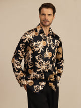 [Black Dragon] SilkSilky-CA Long Sleeve Lapel Collar Men's Shirt 003