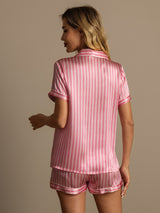 [Pink] SilkSilky-CA Pure Silk Notch Collar Women's Pajamas 002,