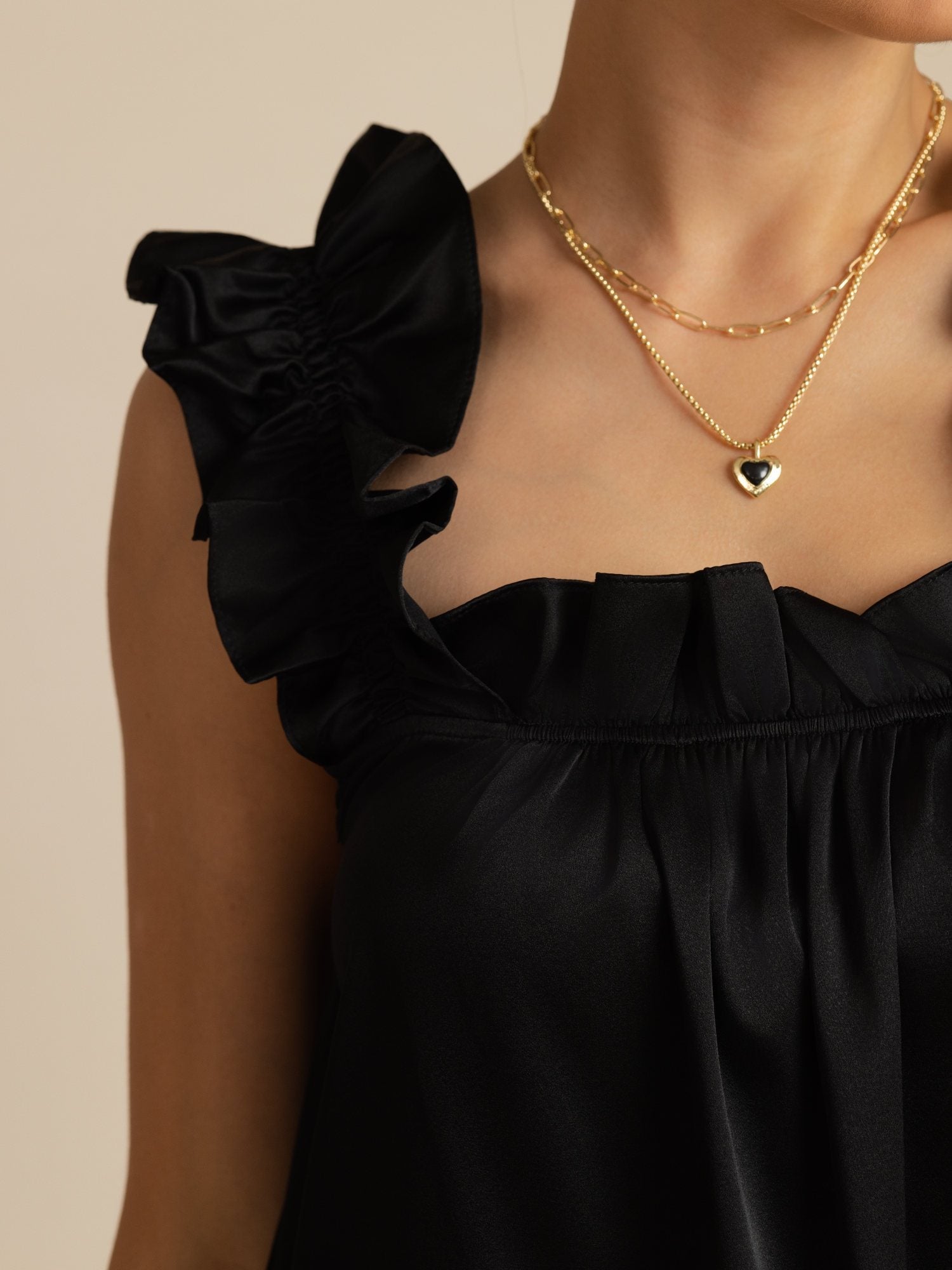 [Black] SilkSilky-CA 19Momme Silk Sleeveless Square Neck Dress 004