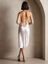 [Beige] SilkSilky-CA Spaghetti Strap Scoop Neck Dress 002